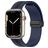 Mobigear Stripe Mag Siliconen Apple Watch Bandje Magneetsluiting - 49/46/45/44 mm - Zwart / Marineblauw