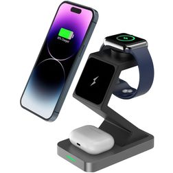 Mobigear MagTree 3in1 MagSafe Oplaadstation voor iPhone / AirPods en Apple Watch - Zwart