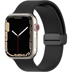 Mobigear Sport Mag Siliconen Apple Watch Bandje Magneetsluiting - 42/41/40/38 mm - Zwart