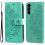 Mobigear Flowers Samsung Galaxy S23 Hoesje Bookcase Portemonnee - Groen