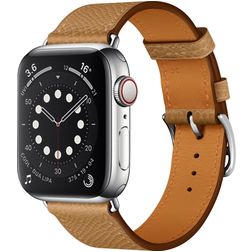 Mobigear Torino Leren Apple Watch Bandje Gespsluiting - 42/41/40/38 mm - Bruin
