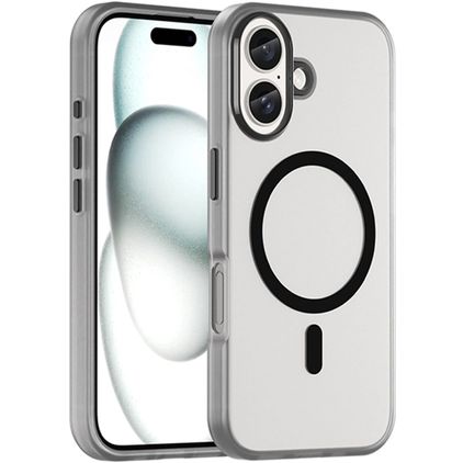 Mobigear Shockproof iPhone 16 MagSafe Hoesje Flexibel TPU Backcover - Transparant / Zwart