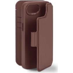 Decoded Detachable Wallet iPhone 16e MagSafe Hoesje Echt Leer Uitneembare 2in1 Bookcase Portemonnee - Chocolate Brown