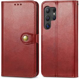 Mobigear Snap Button Samsung Galaxy S25 Hoesje Bookcase Portemonnee - Rood