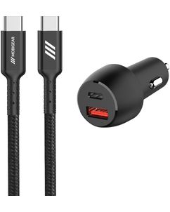 Mobigear Essentials Dual USB / USB-C Autolader USB-C 1 Meter Power Delivery 48W - Zwart