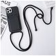 Mobigear Lanyard Card iPhone 15 Pro Max Siliconen Hoesje met koord en Pasjeshouder - Zwart