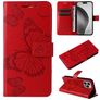 Mobigear Butterfly iPhone 16 Pro Max Hoesje Bookcase Portemonnee - Rood
