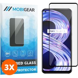 Mobigear Premium Realme 8 Glazen Screenprotector - Case Friendly - Zwart (3-Pack)