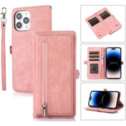 Mobigear Zipper iPhone 14 Pro Hoesje Bookcase Portemonnee - Roségoud