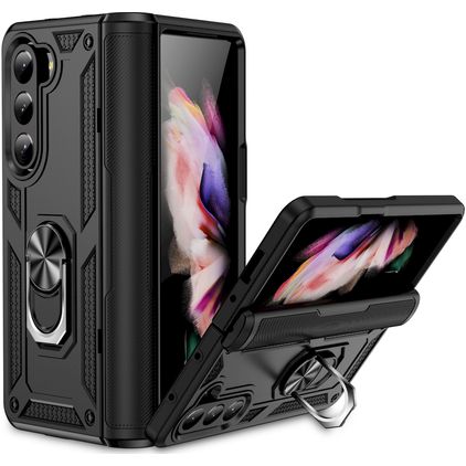 Mobigear Armor Ring Samsung Galaxy Z Fold 5 Hoesje Hardcase Backcover Shockproof met Ringhouder - Zwart