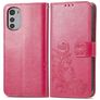 Mobigear Clover Motorola Moto E32 Hoesje Bookcase Portemonnee - Magenta