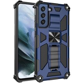 Mobigear Armor Stand Samsung Galaxy S21 FE Hoesje Hardcase Backcover Shockproof met Standaard - Blauw