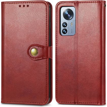Mobigear Snap Button Xiaomi 12 Pro Hoesje Bookcase Portemonnee - Rood