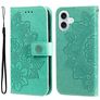 Mobigear Flowers iPhone 17 Hoesje Bookcase Portemonnee - Groen