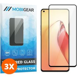 Mobigear Premium OPPO Reno 8 Pro Glazen Screenprotector - Case Friendly - Zwart (3-Pack)