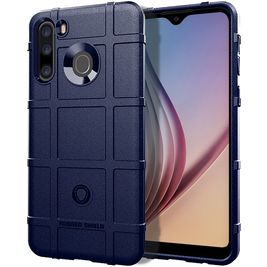 Mobigear Rugged Shield Samsung Galaxy A21 Hoesje Flexibel TPU Backcover Shockproof - Blauw