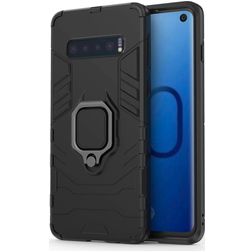 Mobigear Armor Ring Samsung Galaxy S10 Hoesje Hardcase Backcover Shockproof met Ringhouder - Zwart