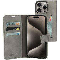Mobiparts Classic Wallet iPhone 15 Pro Hoesje Bookcase Portemonnee - Granite Grey