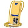 Mobigear Lanyard Card iPhone 16 Pro Siliconen Hoesje met koord en Pasjeshouder - Geel