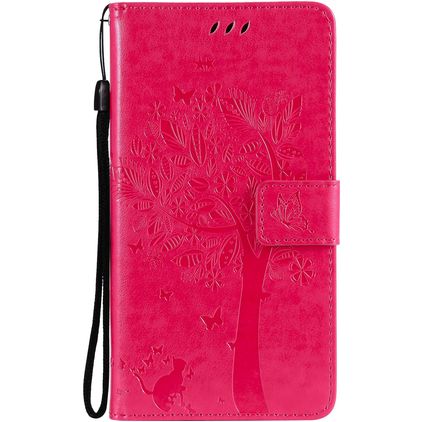 Mobigear Tree Samsung Galaxy S21 Hoesje Bookcase Portemonnee - Magenta