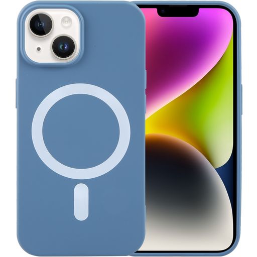 Mobigear Rubber Touch iPhone 15 Siliconen MagSafe Hoesje Backcover - Blauw