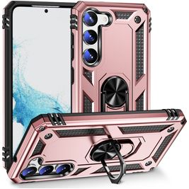 Mobigear Armor Ring Samsung Galaxy S23 Hoesje Hardcase Backcover Shockproof met Ringhouder - Roségoud