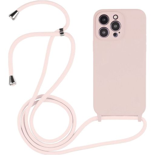 Mobigear Lanyard iPhone 14 Pro Siliconen Hoesje met koord - Sand Pink