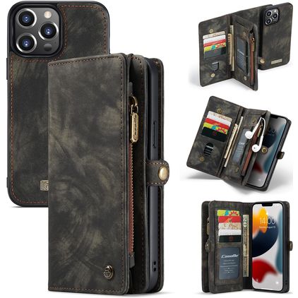 Caseme 008 iPhone 13 Pro Hoesje Uitneembare 2in1 Bookcase Portemonnee - Zwart