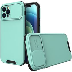 Mobigear Cam Slide iPhone 14 Plus Hoesje Hardcase Backcover met Camera Slider - Turquoise