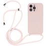 Mobigear Lanyard iPhone 15 Pro Max Siliconen Hoesje met koord - Sand Pink