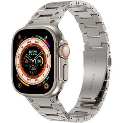 Mobigear Amsterdam Stalen Apple Watch Bandje Vouwsluiting - 42/41/40/38 mm - Titanium