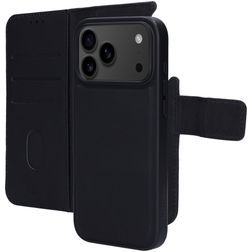 Mobiparts iPhone 17 Pro Max Hoesje Echt Leer Uitneembare 2in1 Bookcase Portemonnee - Zwart