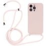 Mobigear Lanyard iPhone 14 Pro Siliconen Hoesje met koord - Sand Pink