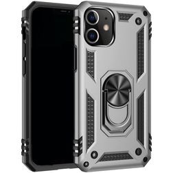 Mobigear Armor Ring iPhone 12 Hoesje Hardcase Backcover Shockproof met Ringhouder - Zilver