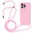 Mobigear Lanyard iPhone 14 Pro Siliconen Hoesje met koord - Roze
