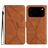 Mobigear Stitch iPhone 17 Pro Hoesje Bookcase Portemonnee - Bruin