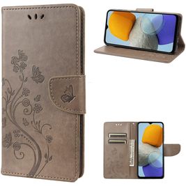 Mobigear Flowers Samsung Galaxy M23 Hoesje Bookcase Portemonnee - Grijs