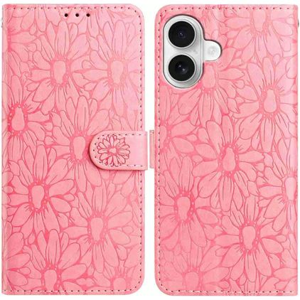 Mobigear Flowers iPhone 17 Hoesje Bookcase Portemonnee - Roze