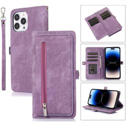Mobigear Zipper iPhone 14 Pro Hoesje Bookcase Portemonnee - Paars