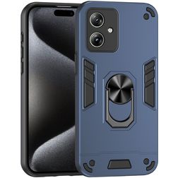 Mobigear Armor Ring Motorola Moto G54 Hoesje Hardcase Backcover Shockproof met Ringhouder - Blauw