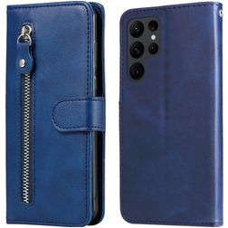 Mobigear Zipper Samsung Galaxy S23 Ultra Hoesje Bookcase Portemonnee - Blauw