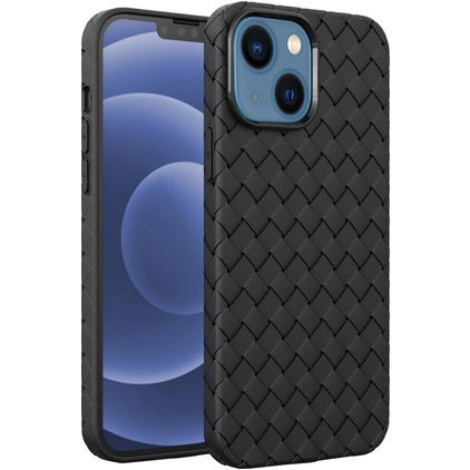 Mobigear Woven iPhone 14 Plus Hoesje Flexibel TPU Backcover - Zwart
