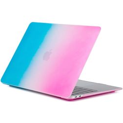 Mobigear Rainbow Matte MacBook Pro 16 Inch (2019-2020) Hoes Hardshell Laptopcover MacBook Case - Blauw / Roze - Model A2141