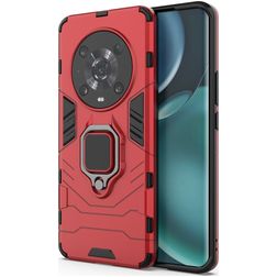 Mobigear Armor Ring HONOR Magic 4 Pro Hoesje Hardcase Backcover Shockproof met Ringhouder - Rood
