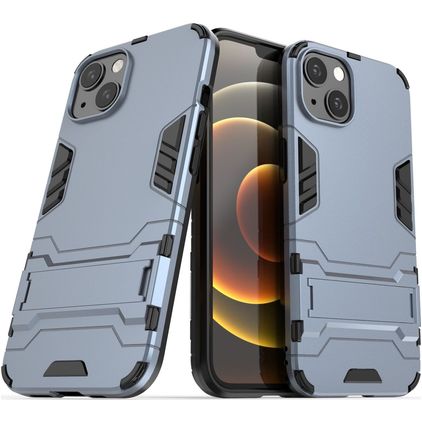 Mobigear Armor Stand iPhone 13 Hoesje Hardcase Backcover Shockproof met Standaard - Blauw