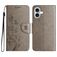 Mobigear Flowers iPhone 16 Hoesje Bookcase Portemonnee - Grijs