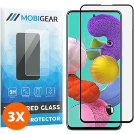 Mobigear Premium Samsung Galaxy A51 Glazen Screenprotector - Case Friendly - Zwart (3-Pack)