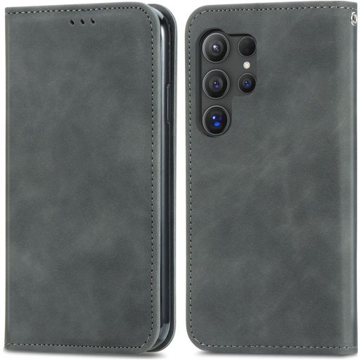 Mobigear Retro Slim Samsung Galaxy S25 Ultra Hoesje Bookcase Portemonnee - Grijs