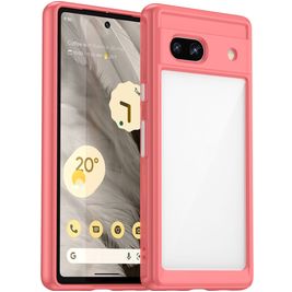 Mobigear Crystal Google Pixel 7a Hoesje Hardcase Backcover - Transparant / Rood