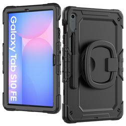 Mobilize Rotating Defender Samsung Galaxy Tab S10 FE Hoes Hard kunststof / Siliconen Backcover + Schouderband + Standaard - Zwart